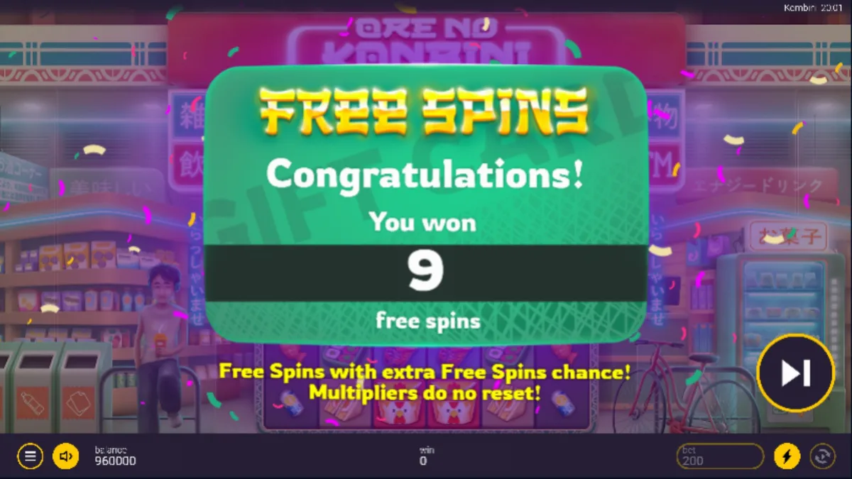 Interface do slot Ore No Konbini com tema de loja de conveniência japonesa